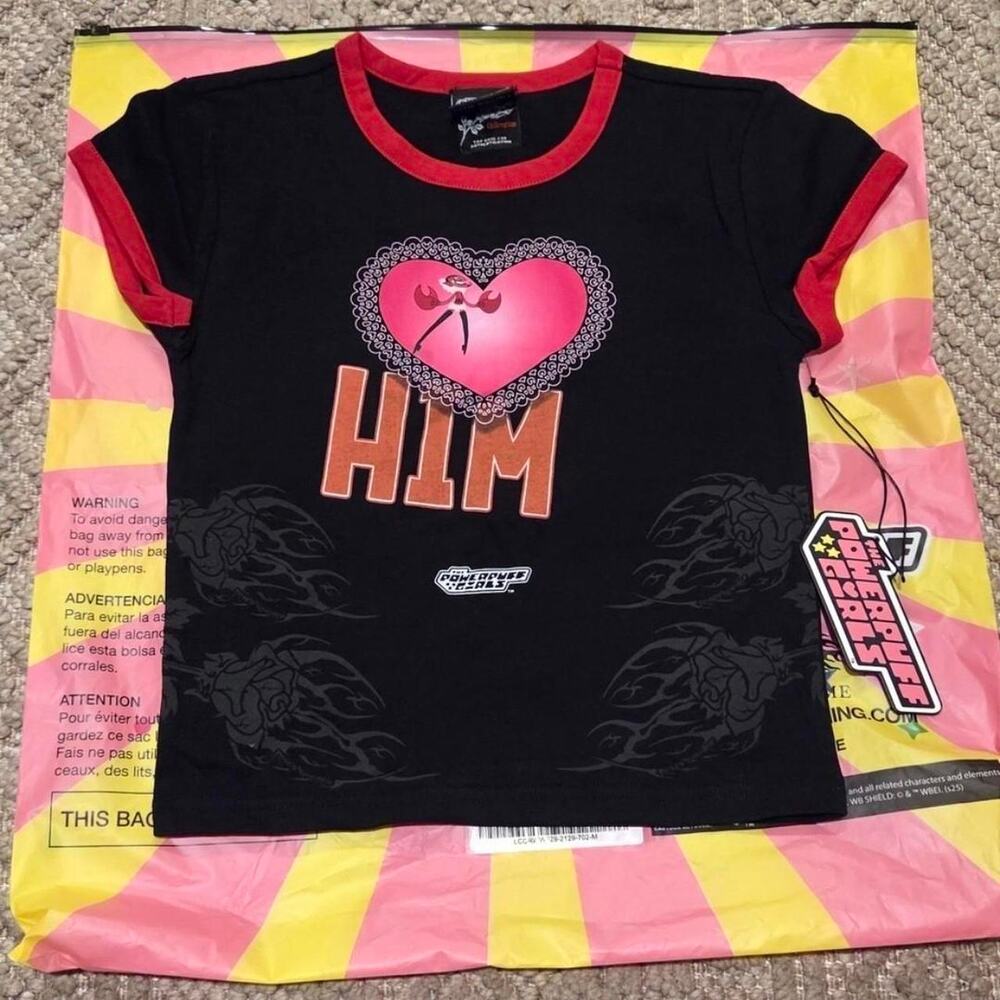 Civilregime Powerpuff Girls I Heart Him Baby Tee Size Medium NWT